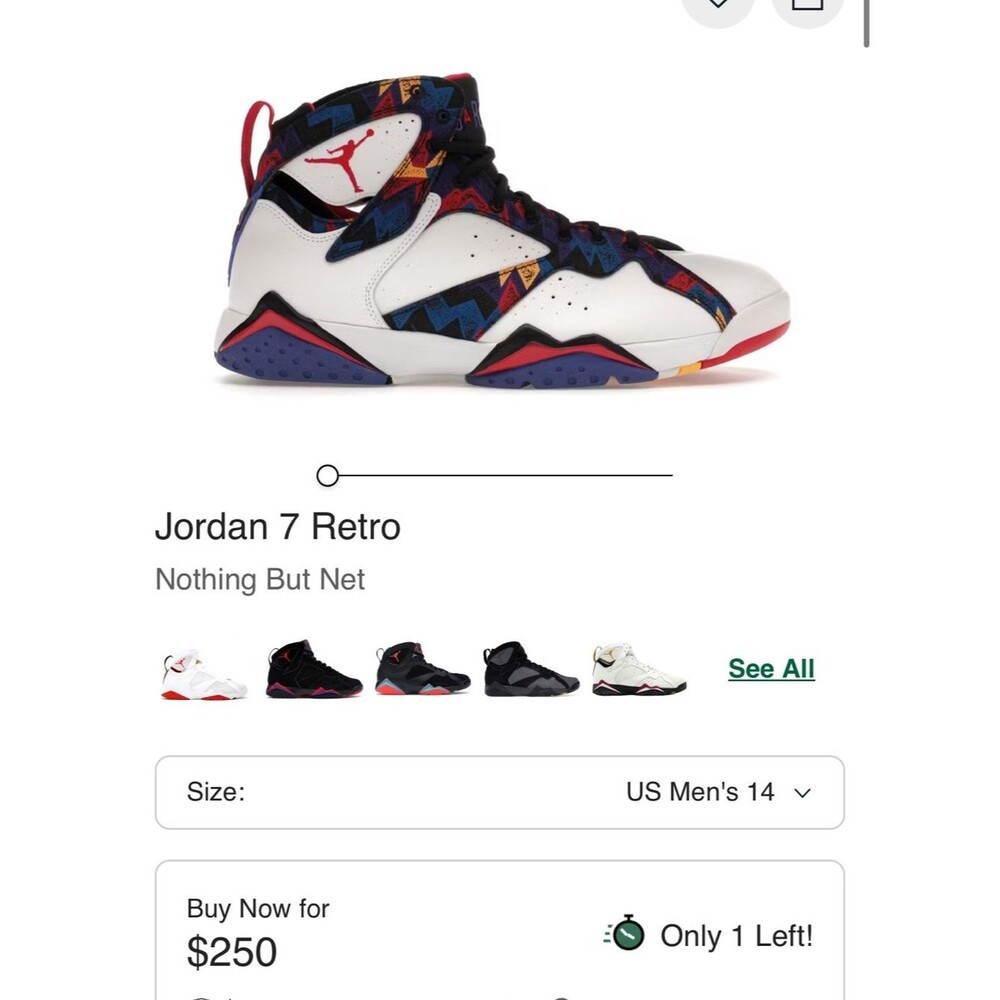 Air Jordan 7 Retro Sneakers in White/Black/Red